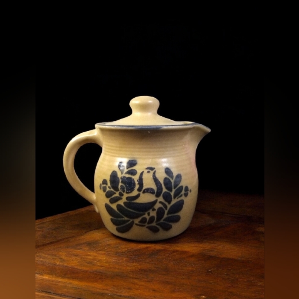 HandPainted Teapot_Folk Art collection by Pfaltzgraff Salt Glazed Ceramic Stone